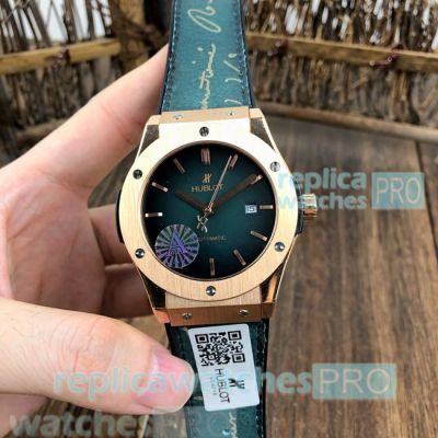 Buy Online Clone Hublot Classic Fusion D-Green Dial Green Leather Strap Watch